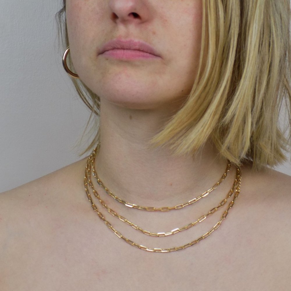 new with box! gold filled paperclip link chain necklace - Picture 3 of 6